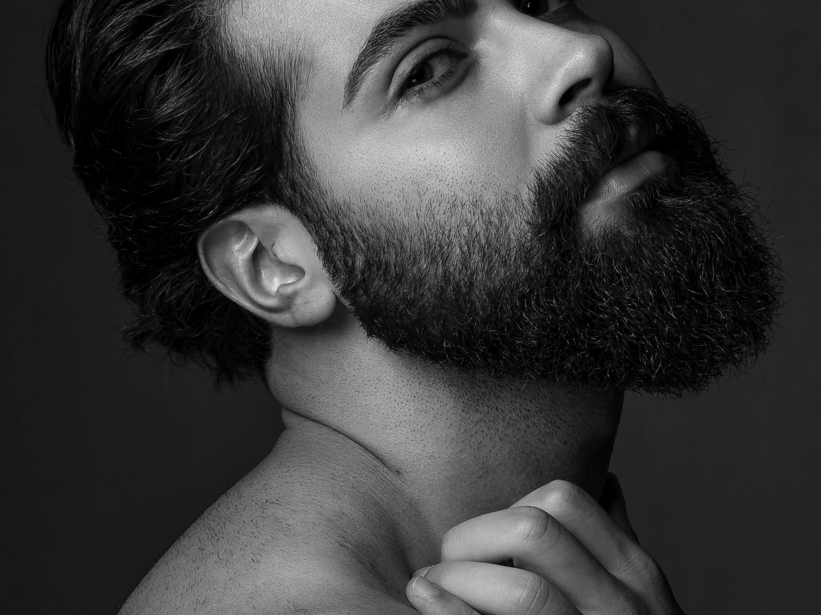 Homme barbu à la coiffure soignée