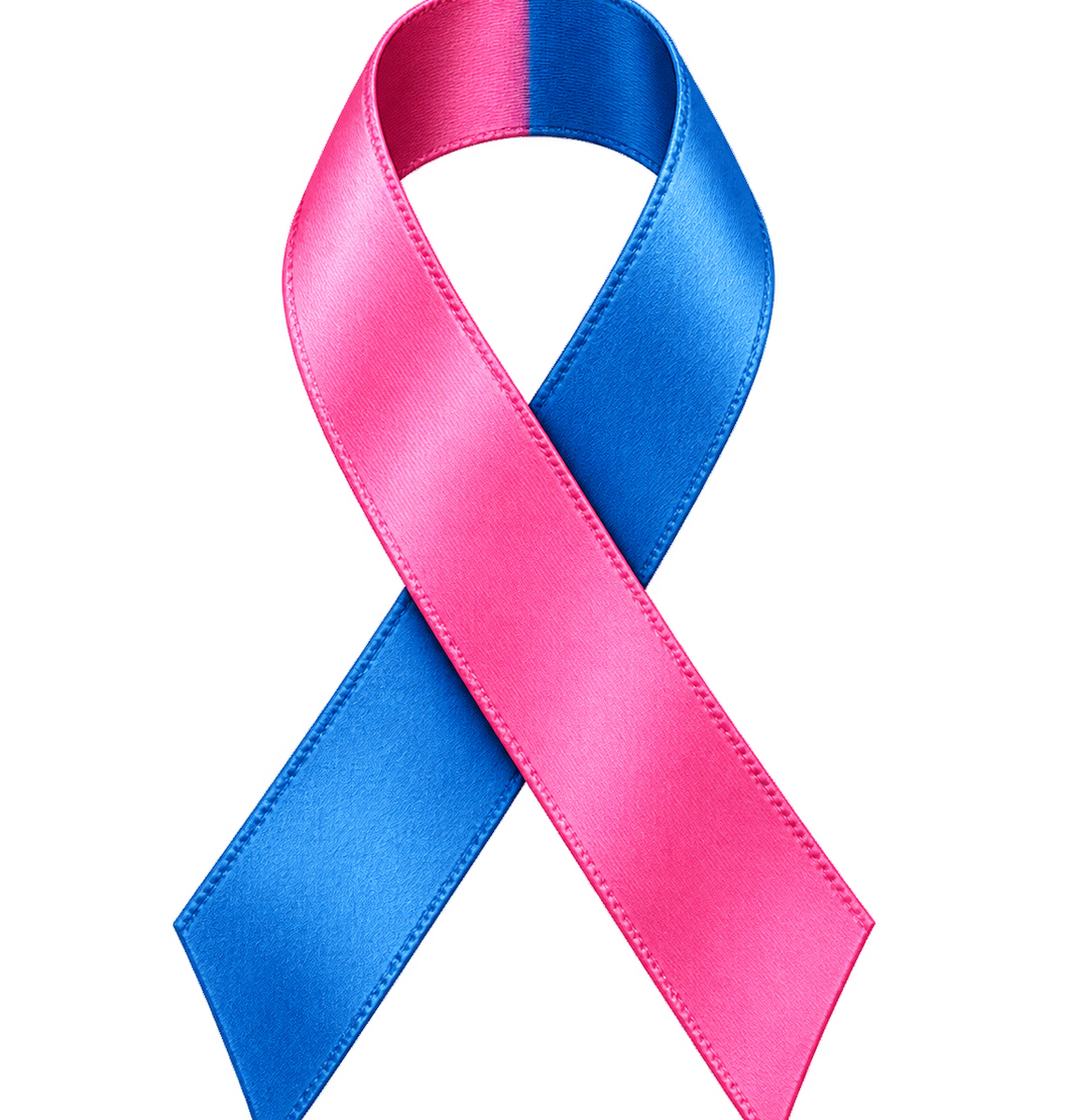Ruban de sensibilisation rose et bleu, symbole du cancer du sein masculin